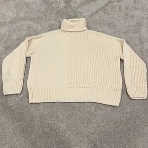 Topshop Women's Chunkly Turtleneck Sweater Cream White‎ Size Medium